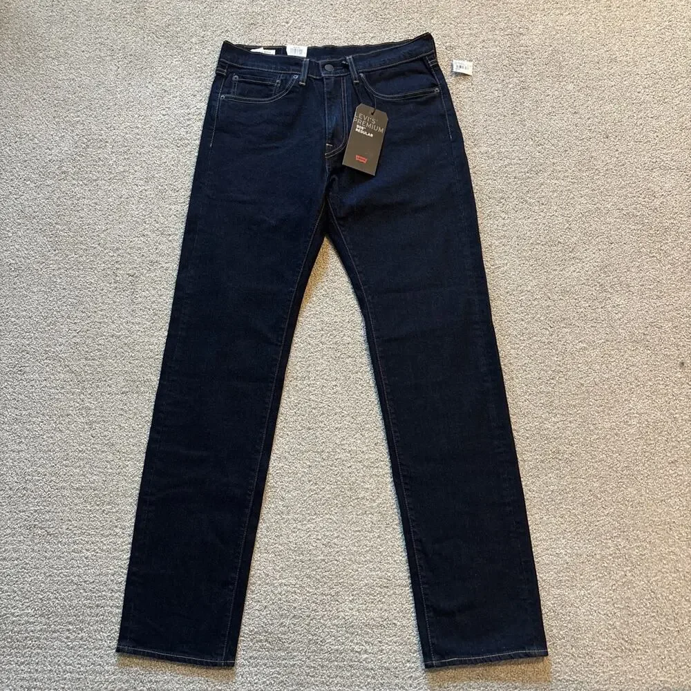 Levi's Premium 505 Regular Men's Dark Blue Stretch Straight Denim Jeans 31/34